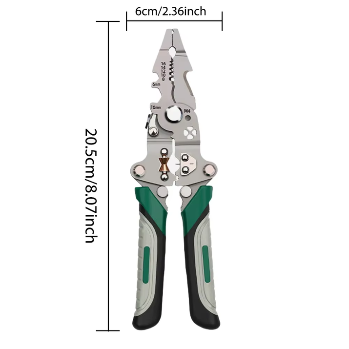 Foldable Wire Stripper, Pulley Design Multi-Function Electrician Wire Splitter Wire Winding Pliers Crimping Pliers Hand Tool