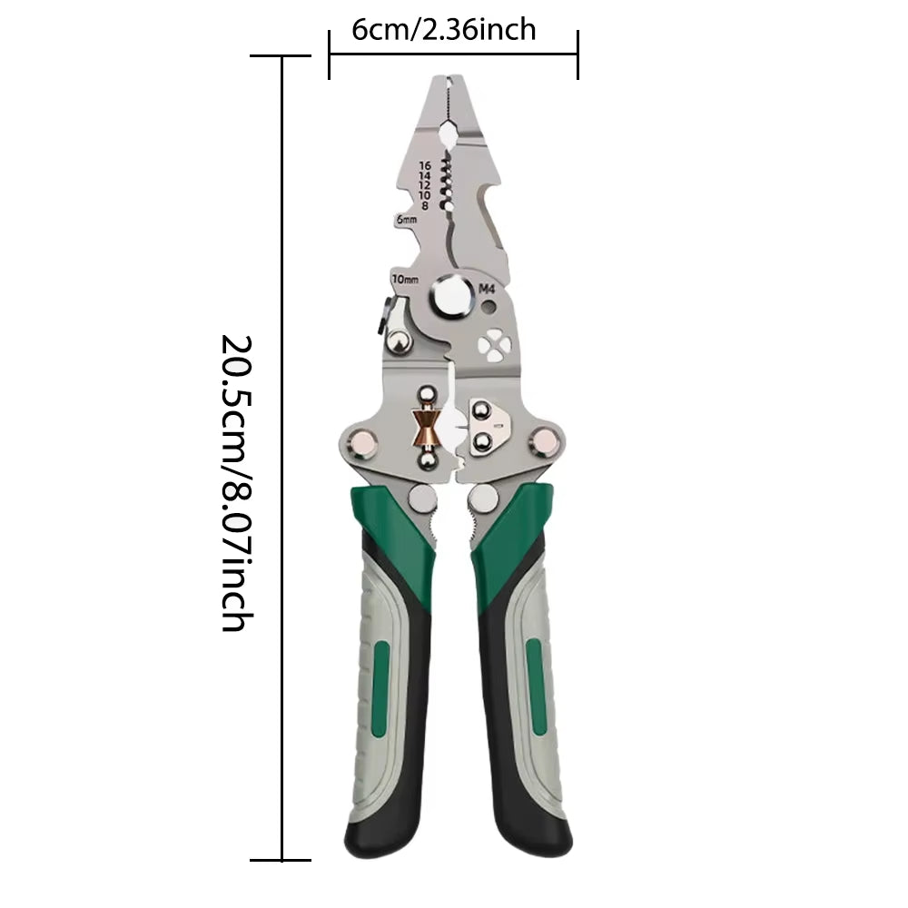 Foldable Wire Stripper, Pulley Design Multi-Function Electrician Wire Splitter Wire Winding Pliers Crimping Pliers Hand Tool