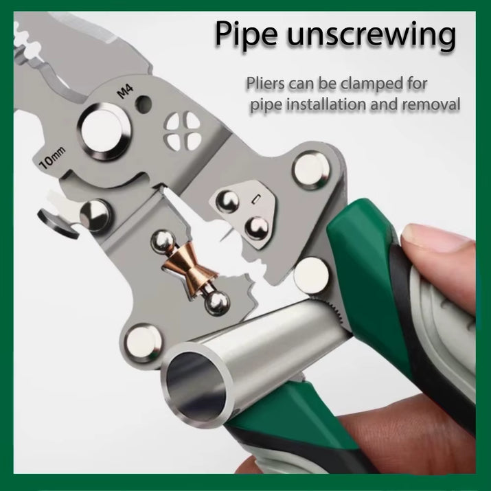 Foldable Wire Stripper, Pulley Design Multi-Function Electrician Wire Splitter Wire Winding Pliers Crimping Pliers Hand Tool
